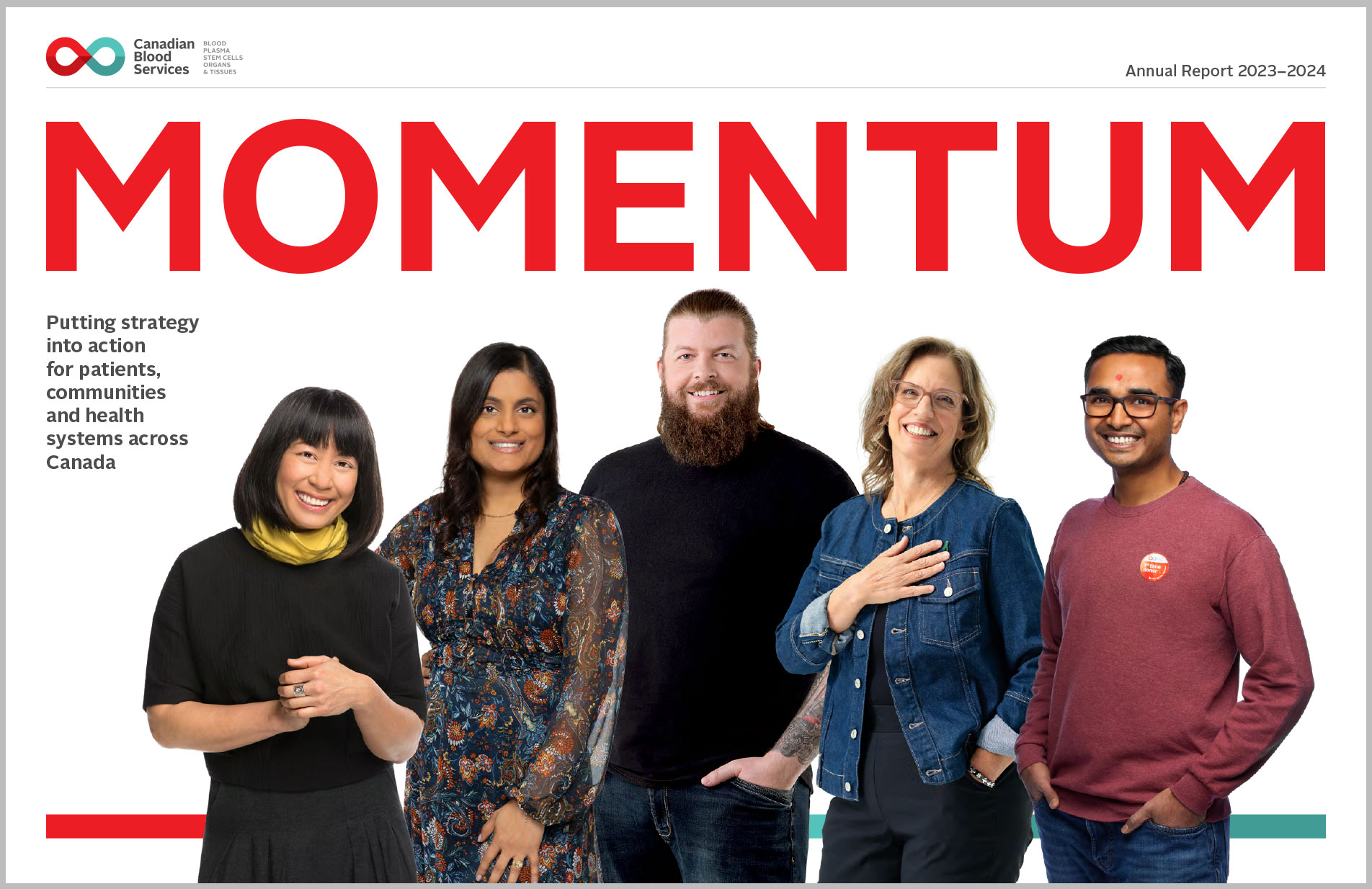 Annual Report Cover for 2023-2024 called Momentum