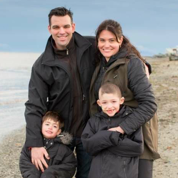 Photo of the Bulger Family on the beach before Cameron passed away in May 2020.