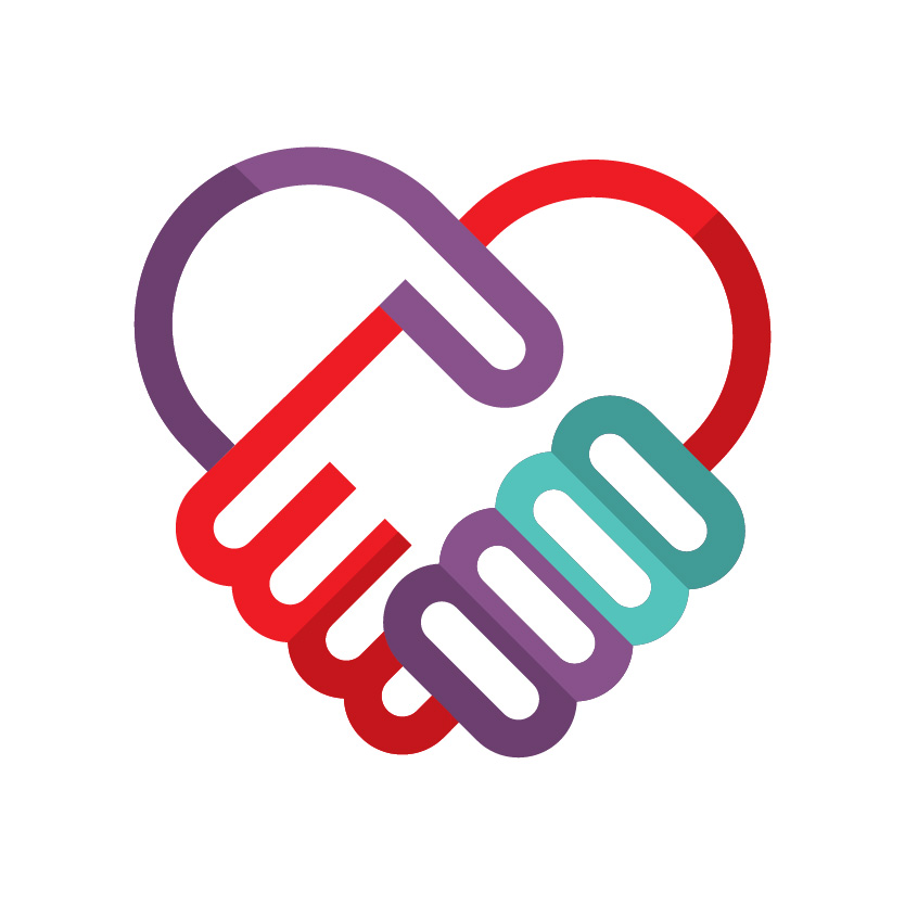 Heart holding hands icon
