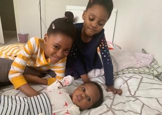 Red blood cells recipient Aaliyah Mchopanga with her sisters Naila and Mya