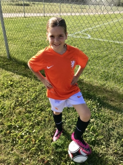 Since she was nine weeks old, Andie has received blood transfusions every 3 weeks. Image of Andie Morrison with her soccer ball