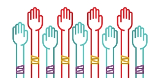 Icon of hands in the air with bandages on