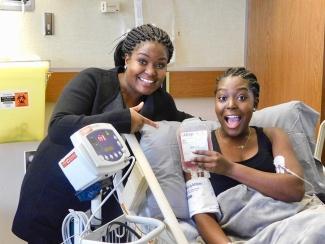 Revée Agyepong, right, was cured of sickle cell disease by stem cell transplant. 