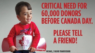 Michael, three blood transfusions Critical-need-for-blood-donors-poster-with-Michael