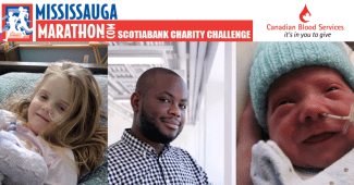 Collage of 3 people for Mississauaga Marathon Scotiabank Charity Challenge