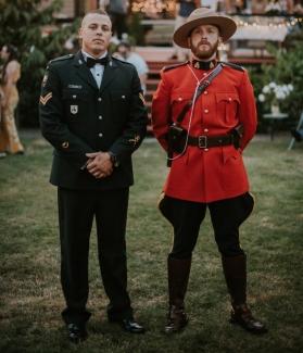 Cody Allard (left) served as best man at his friend Martin Peacey’s wedding in 2019 and the two posed in their dress uniforms.