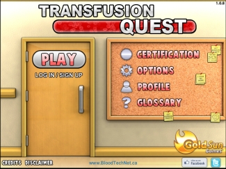 Transfusion Quest homepage screencap Transfusion Quest homepage screencap
