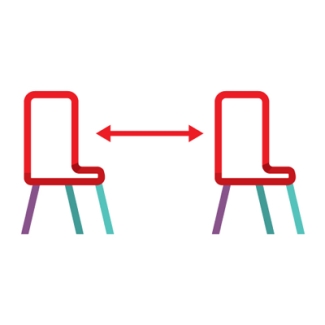 Chairs spaced 2 meters apart icon - symbol