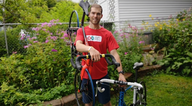 Neill Spencer posing for bike