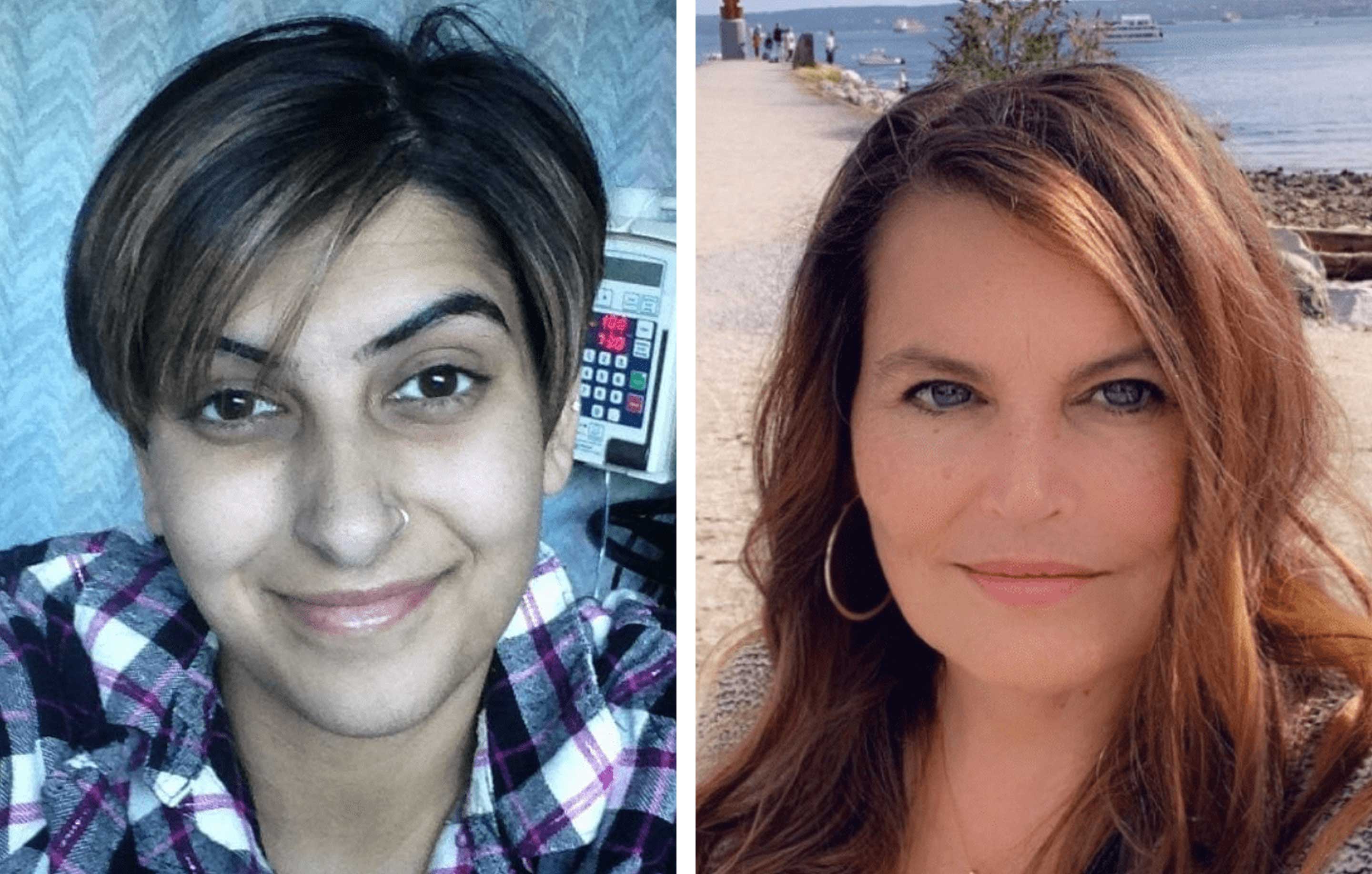 Side-by-side photos of two women