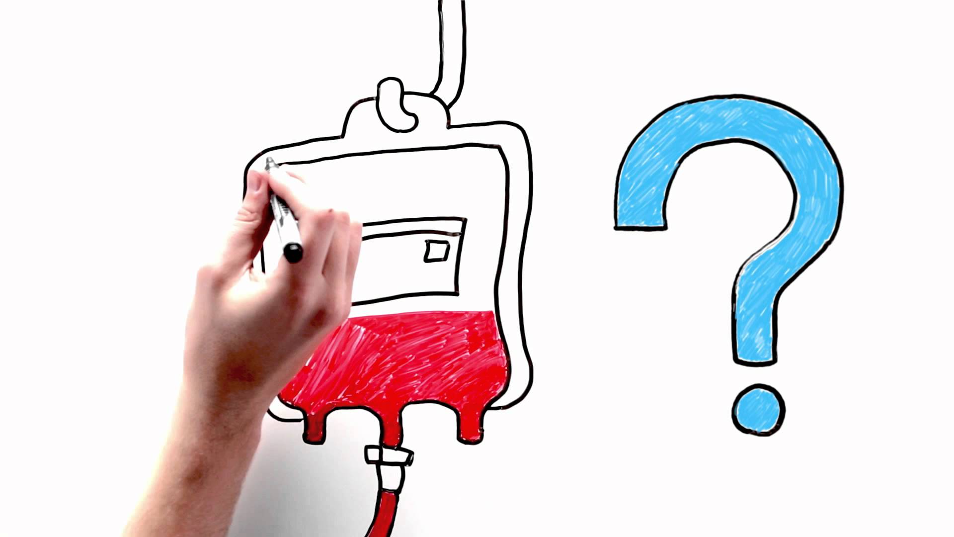 YouTube video thumbnail of hand drawing a blood bag on a whiteboard